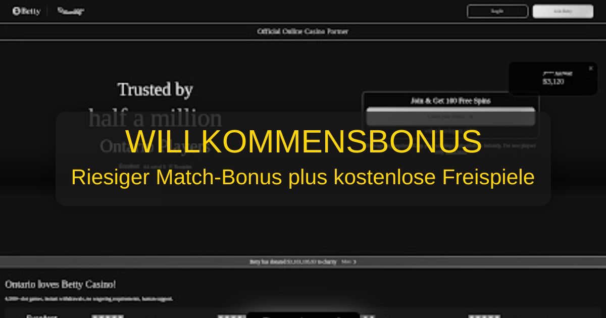 Betty Casino welcome bonus